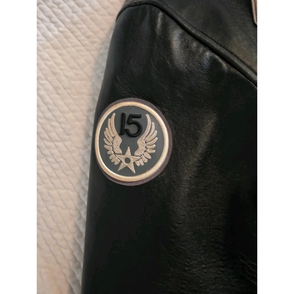 Vintage Rare Avirex Tuskegee Airmen  Black Leather Bomber Jacket‎ 3XL